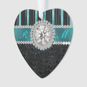 Aquamariner, silberner und schwarzer ornament (Vorderseite)