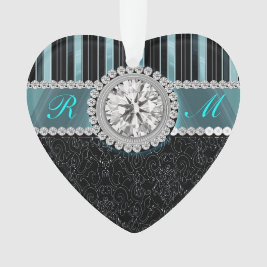 Aquamariner, silberner und schwarzer ornament (Vorderseite)