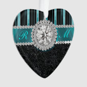 Aquamariner, silberner und schwarzer ornament (Vorderseite)