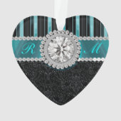 Aquamariner, silberner und schwarzer ornament (Rückseite)