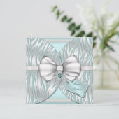 Aquamariner silberner Zebra laden Band u. Jeweled Einladung (Stehend Vorderseite)