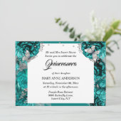 Aquamariner Silberschmetterling, elegante Rose qui Einladung (Stehend Vorderseite)