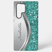 Aquamariner Silbersparkle Glam Bling Personalisier Samsung Galaxy Hülle (Rückseite)