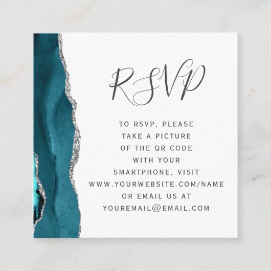 Aquamariner Silver Agate Wedding QR Code UAWG Begleitkarte (Vorderseite)