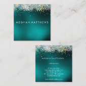 Aquamariner Silver Sparkle Beauty Stylist Makeup A Quadratische Visitenkarte (Vorne/Hinten)