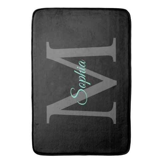 Aquamariner Skriptname, Groß-Grau-Monogramm auf Sc Badematte (Vorderseite Vertikal)