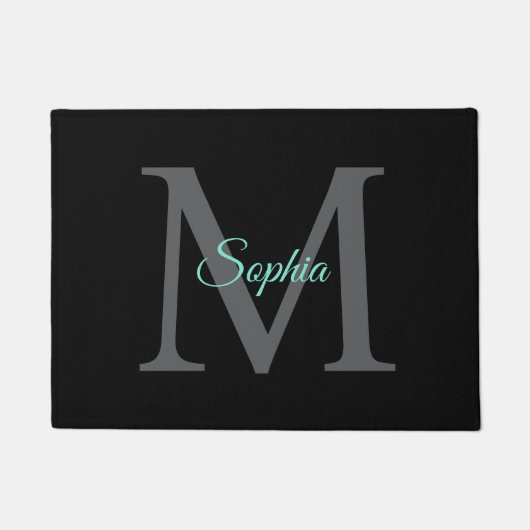 Aquamariner Skriptname, Groß-Grau-Monogramm auf Sc Fußmatte (Vorderseite)