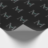 Aquamariner Skriptname, Groß-Grau-Monogramm auf Sc Geschenkpapier (Ecke)