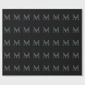 Aquamariner Skriptname Große graue Monogramm auf s Geschenkpapier (Flach)