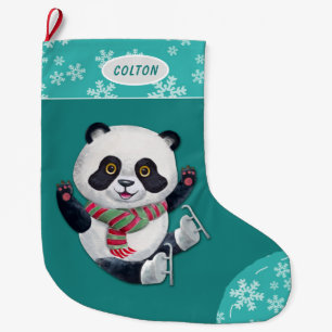 Aquamariner Snowflake Ice Skaten Panda Bär  Großer Weihnachtsstrumpf