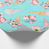 Aquamariner Sommerspass Blume Ice Creme Cone - Mus Geschenkpapier (Ecke)