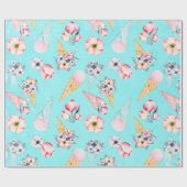 Aquamariner Sommerspass Blume Ice Creme Cone - Mus Geschenkpapier (Flach)