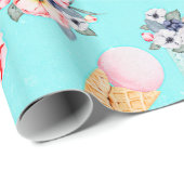 Aquamariner Sommerspass Blume Ice Creme Cone - Mus Geschenkpapier (Rolleneckpunkt)