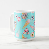 Aquamariner Sommerspass Blume Ice Creme Cone - Mus Kaffeetasse (Vorderseite Links)