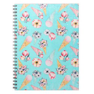 Aquamariner Sommerspass Blume Ice Creme Cone - Mus Notizblock