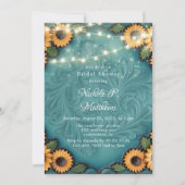 Aquamariner Sonnenblumen-Brunch und Bubbly aus ges Einladung (Vorderseite)