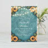 Aquamariner Sonnenblumen-Brunch und Bubbly aus ges Einladung (Stehend Vorderseite)