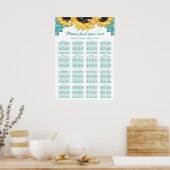 Aquamariner Sonnenblumenwettbewerb Sitzplan 16 Pla Poster (Küche)
