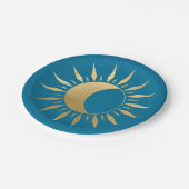 Aquamariner Sonnenmond Wicca Pappteller (Schrägansicht)