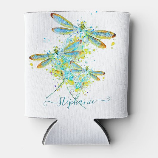 Aquamariner Spritzer der Libellen personalisiert Dosenkühler (Vorderseite)