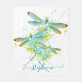 Aquamariner Spritzer der Libellen personalisiert Fleecedecke (Vorderseite)