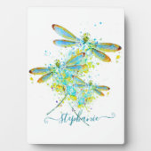 Aquamariner Spritzer der Libellen personalisiert Fotoplatte (Vorderseite)