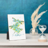Aquamariner Spritzer der Libellen personalisiert Fotoplatte (Seite)