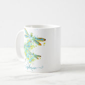 Aquamariner Spritzer der Libellen personalisiert Kaffeetasse (Vorderseite Links)