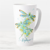 Aquamariner Spritzer der Libellen personalisiert Milchtasse (Rechte Ecke)