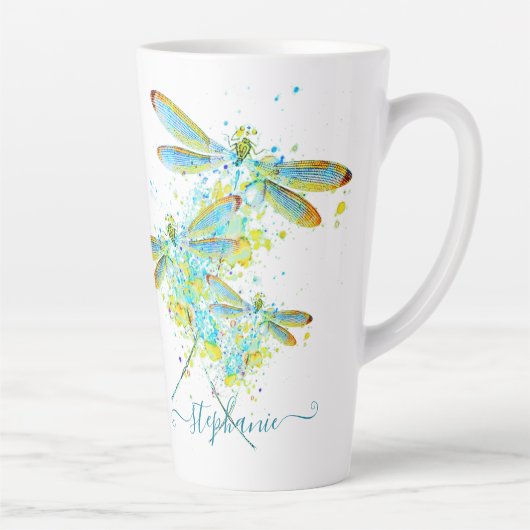 Aquamariner Spritzer der Libellen personalisiert Milchtasse (Rechts)