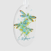 Aquamariner Spritzer der Libellen personalisiert Ornament (Vorderseite)