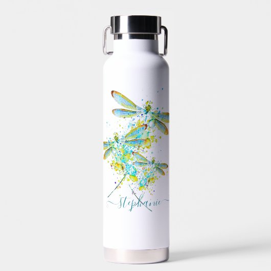 Aquamariner Spritzer der Libellen personalisiert Trinkflasche (Vorne)