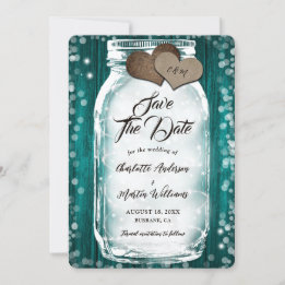 Aquamariner Stall Holz String Lights Mason Jar Wed Save The Date
