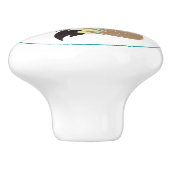 Aquamariner Stammes- Fox mit Feder Keramikknauf (Seitenansicht)