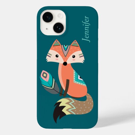 Aquamariner Stammesfuchs mit Feather Case-Mate iPhone Hülle (Rückseite)
