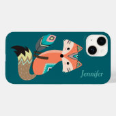 Aquamariner Stammesfuchs mit Feather Case-Mate iPhone Hülle (Rückseite (Horizontal))