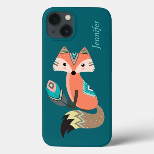 Aquamariner Stammesfuchs mit Feather Case-Mate iPhone Hülle (Rückseite)