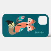 Aquamariner Stammesfuchs mit Feather Case-Mate iPhone Hülle (Rückseite (Horizontal))