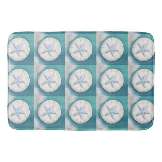 Aquamariner Starfish und Sand Dollar Beachy Badematte (Vorderseite)