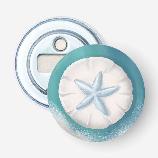 Aquamariner Starfish und Sand Dollar Beachy Flaschenöffner (Vorderseite)