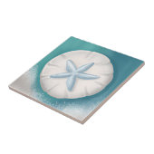 Aquamariner Starfish und Sand Dollar Beachy Fliese (Seite)