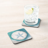 Aquamariner Starfish und Sand Dollar Beachy Getränkeuntersetzer (Rechte Seite)