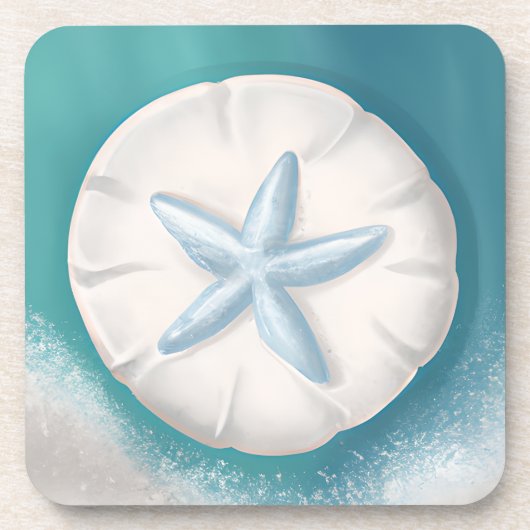 Aquamariner Starfish und Sand Dollar Beachy Getränkeuntersetzer (Vorderseite)