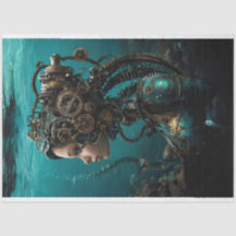 Aquamariner Steampunk-Girl-Wasser-Weltdekoupage