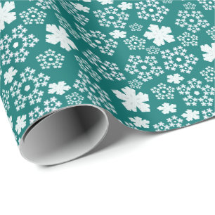 Aquamariner Stern und Schneeflocken Wintermuster Geschenkpapier