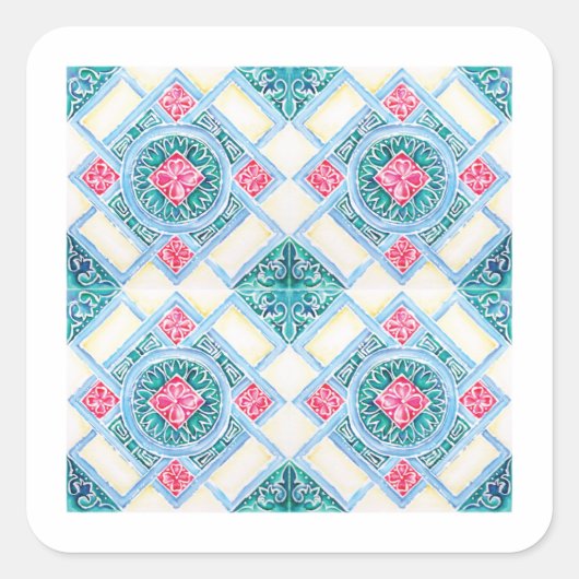 Aquamariner Sticker für Peranakan Geometric Tile (Vorderseite)
