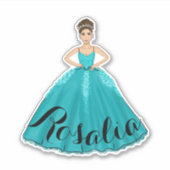 Aquamariner Sticker für Quinceañera-Individuelle N (Vorderseite)