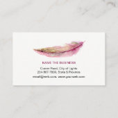 Aquamariner Strand-FederWatercolor Boho Girly Chic Visitenkarte (Rückseite)