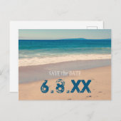 Aquamariner Strand Save the Date Postkarte (Vorne/Hinten)