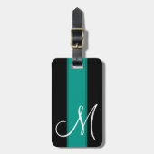 Aquamariner Streifen mit großem Monogramm Gepäckanhänger (Vorderseite vertikal)